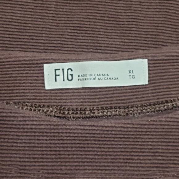 Fig Brown Ribbed 3/4 Sleeve Boat Neck Top XL Cotton Blend Minimalist Travel - Picture 5 of 8